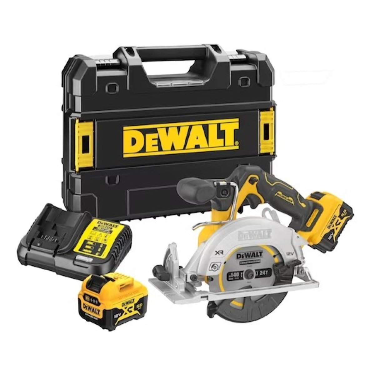 Scie Circulaire 140 mm XR 12V Brushless - DEWALT - avec 2 batteries 12V 5.0Ah - chargeur - TSTAK - DCS512P2-QW