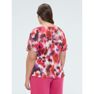 Fiorella Rubino - Blusa stampa floreale in viscosa - Fucsia