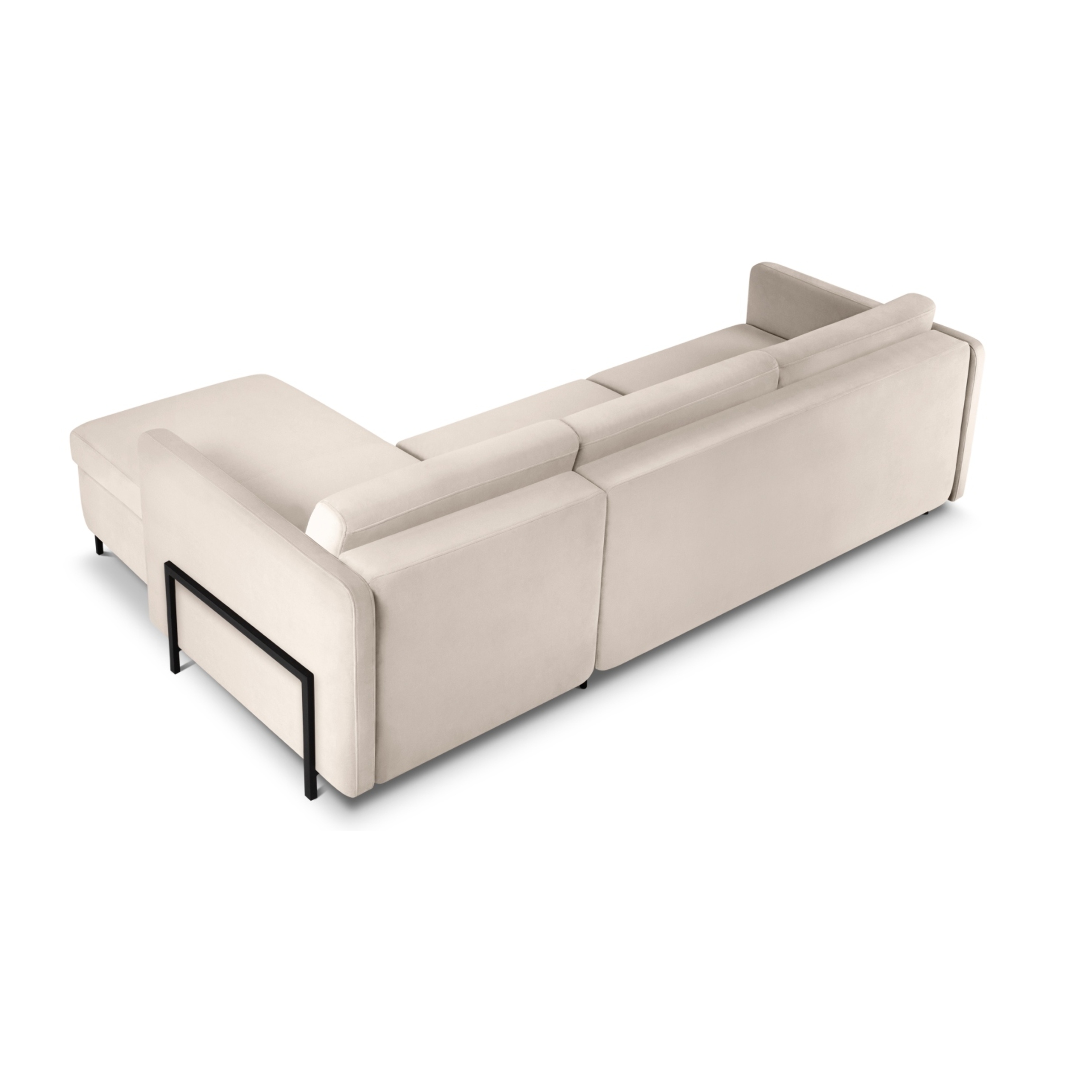 Canapé d'angle droit convertible "Yanis" 4 places en velours beige