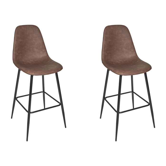 Chaise De Bar Amber Marron - Lot De 2