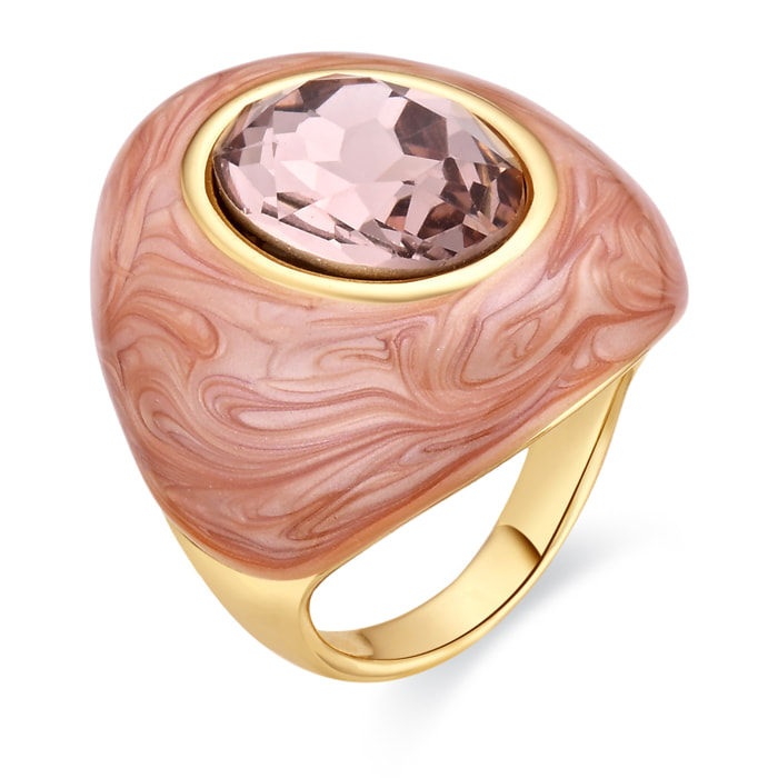 Anillo de Cristal Morado acabado en oro amarillo de 18k