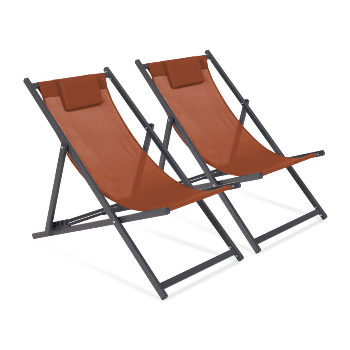 Chiliennes en métal et toile - lot de 2