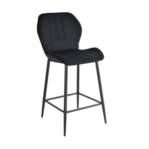 Chaise de bar en velours avec pieds en métal noir - FAUSTINE 2