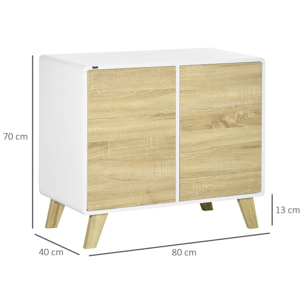 Aparador de Cocina Moderno Buffet de Salón con Puertas de Apertura de Presión y Estante Ajustable para Comedor Dormitorio 80x40x70 cm Blanco y Roble