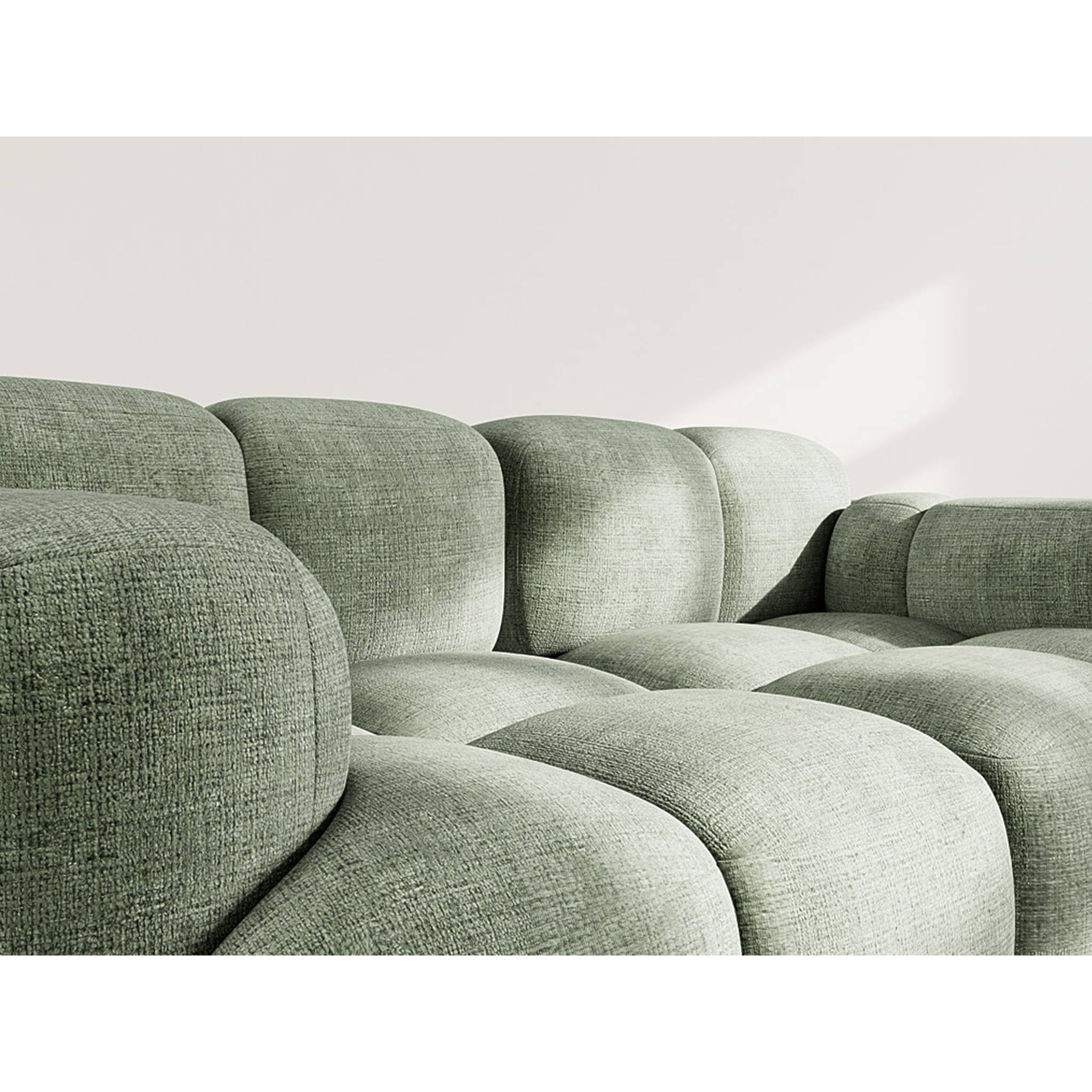 Grace - canapé modulable 2 places en velours texturé - Vert sauge