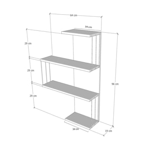 Mensola Dmannocc, Scaffale, Ripiano a muro, Scaffalatura multiuso, 64x19h96 cm, Quercia e Bianco