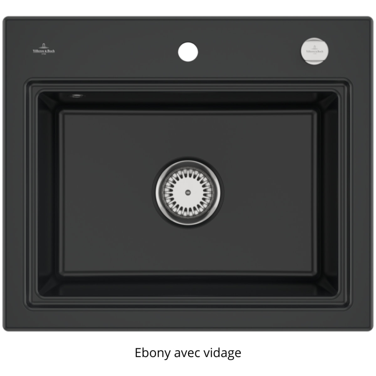 Evier Subway Style 60 S Ebony CeramicPlus vidage automatique finition aluminum brossé