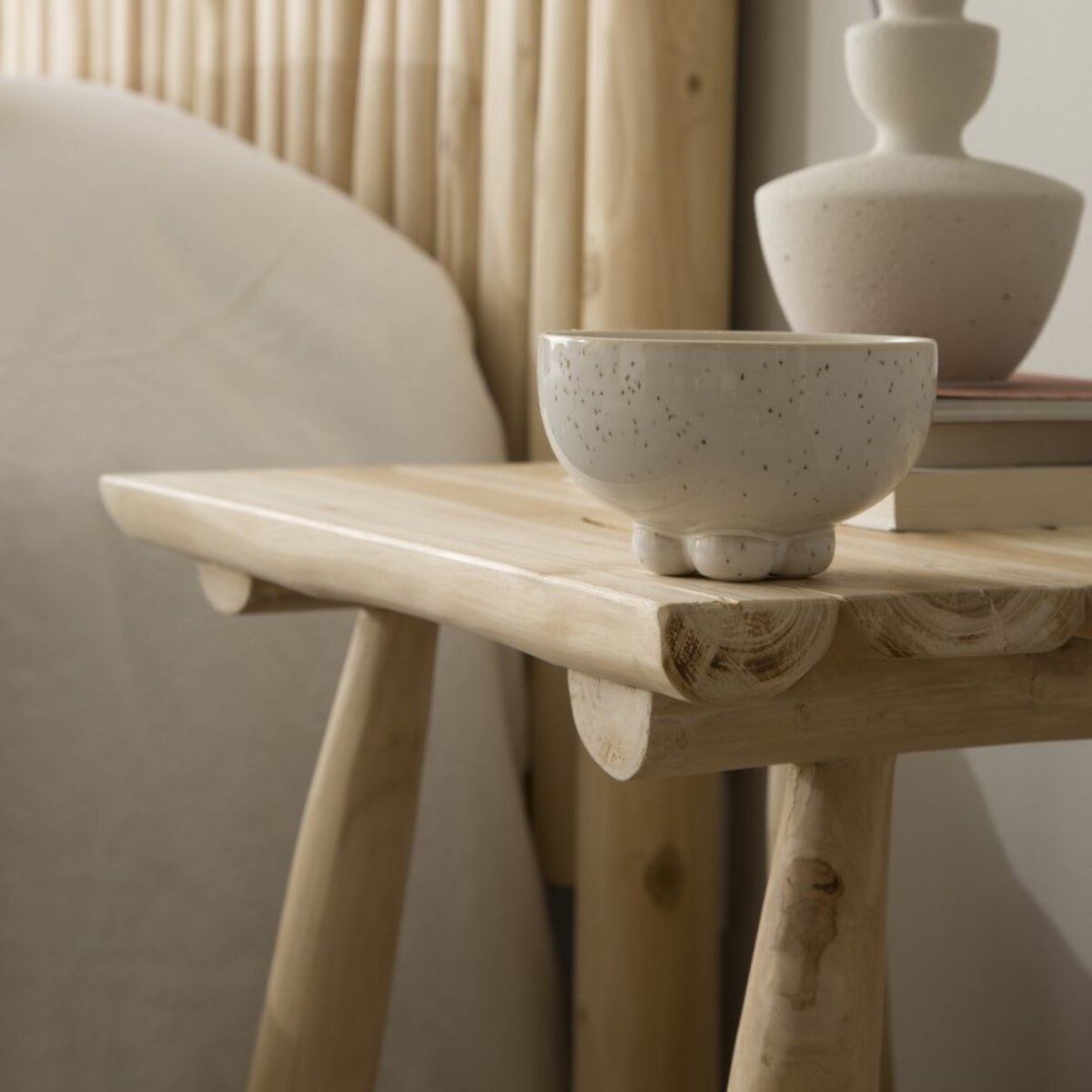 Table de chevet Nusa -bois massif de teck-couleur naturel 50 x 55 x 40 cm