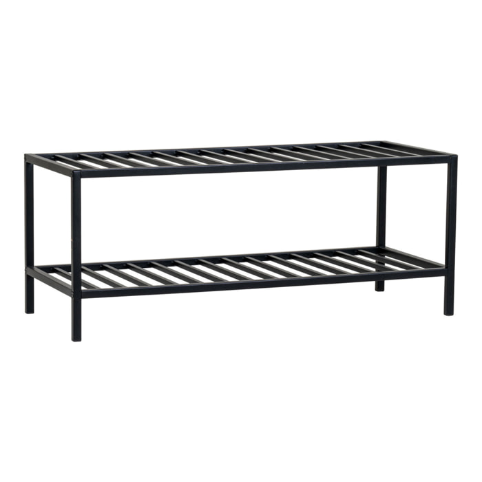 Scarpiera Vita a 2 ripiani in acciaio nero 79x34x32 cm