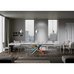 Mesa extensible 90x180/440 cm Volantis Fresno Blanco estructura multicolor 4/B