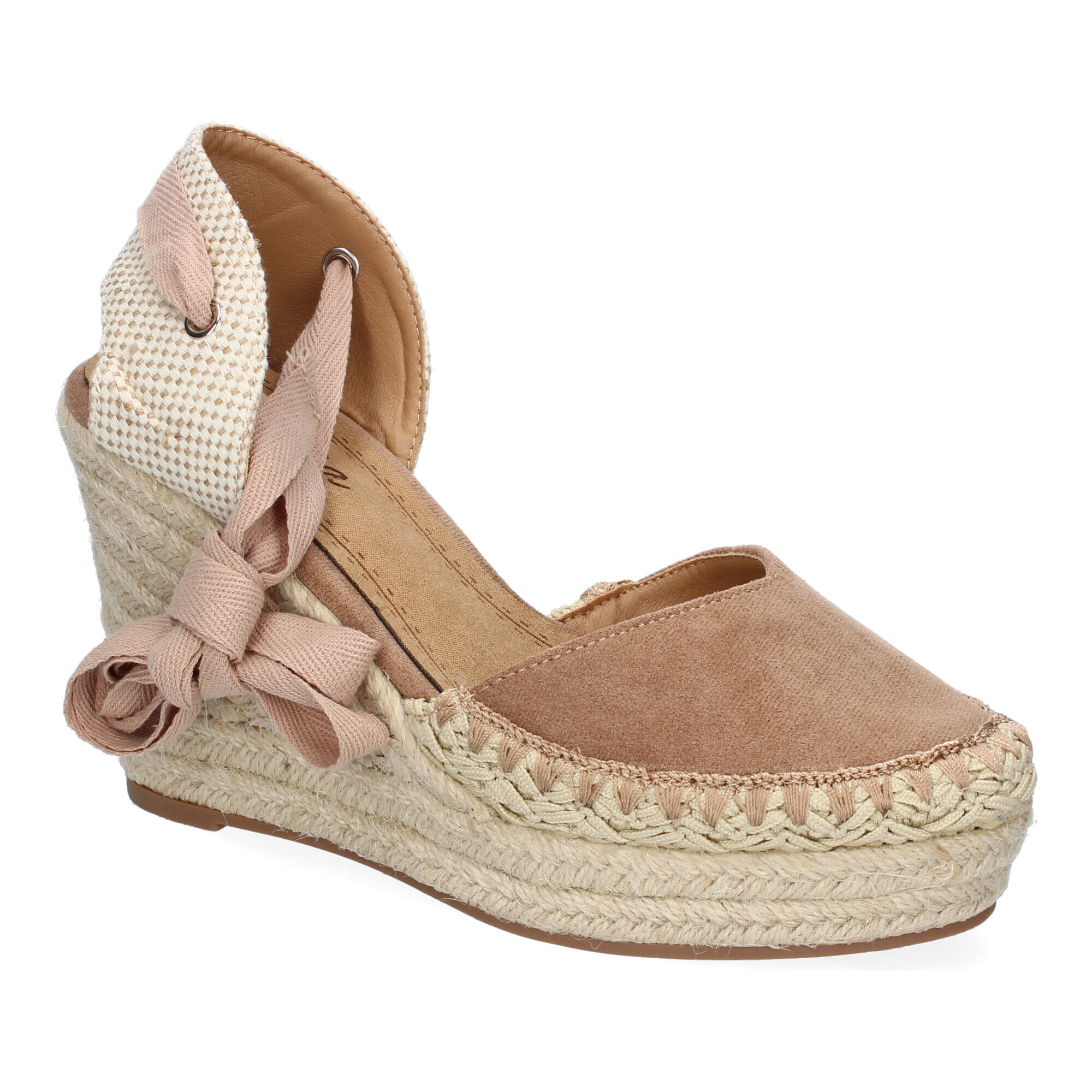 Sandalia de Mujer con Cuña de Yute, Comodas y Elegantes, Diseño Moderno con Cintas