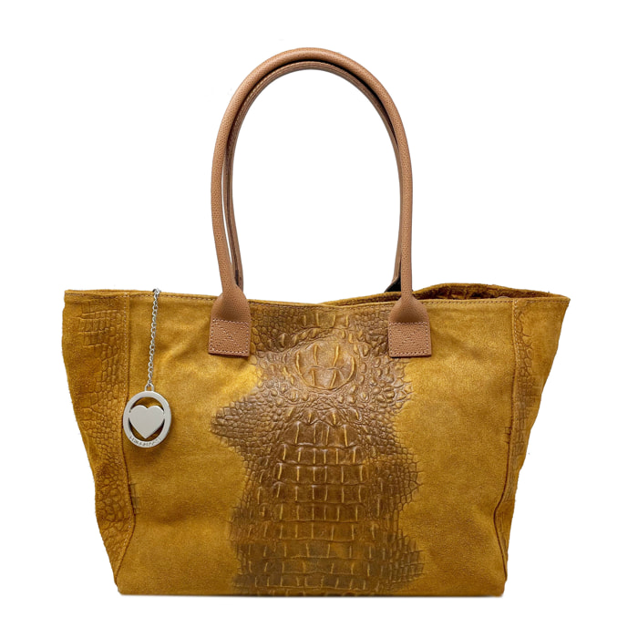 Chicca Borse - Borsa a Spalla Donna in Vera Pelle - Colore Cocco Cuoio