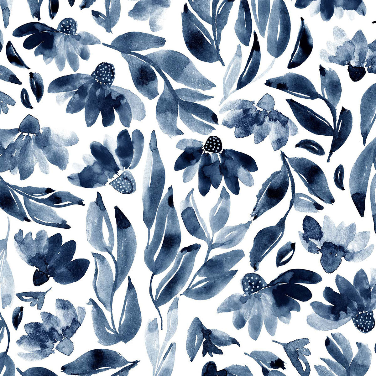 Papier peint panoramique, fleur bleue Intissé