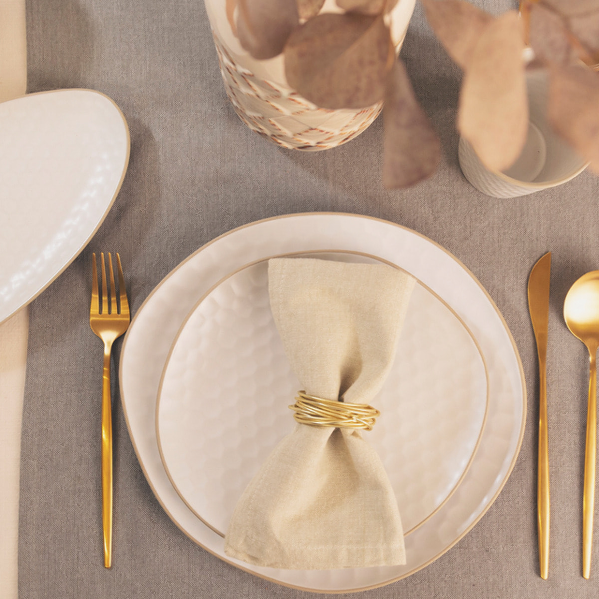Piatto da portata ovale Impronte in stoneware