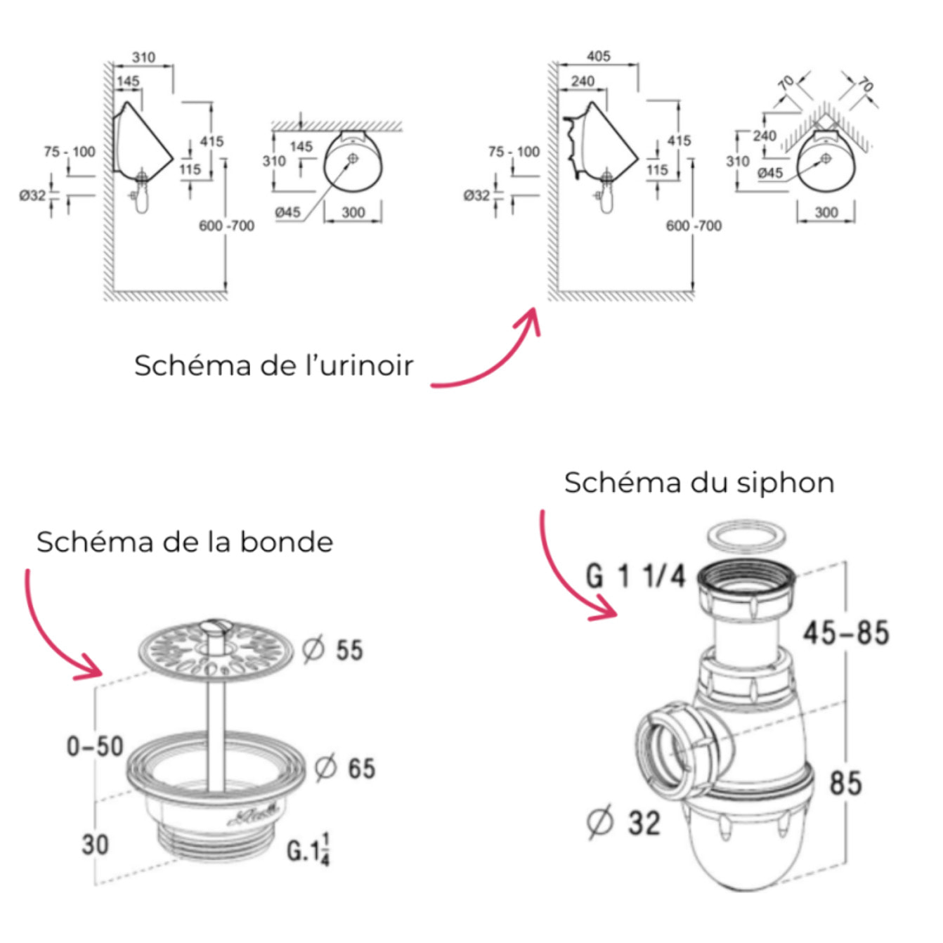 Pack urinoir Coquille + robinet temporisé apparent