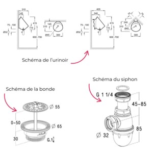 Pack urinoir Coquille + robinet temporisé apparent