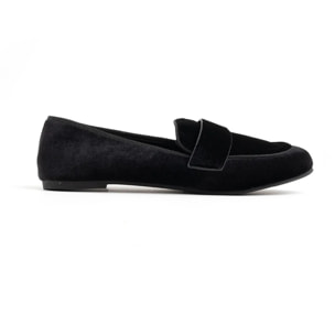 Mocassino in velluto con fascia penny - NERO