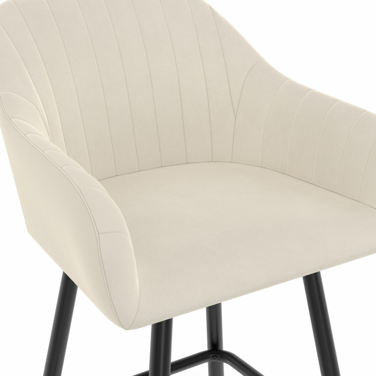 Tabourets de bar Ariana velours crème pieds métal - lot de 2