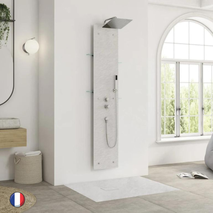 KINEDO Colonne de douche Aquawall Pietra blanc thermostatique