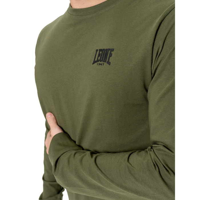 Camiseta de algodón elástico de manga larga con logo grande "Basic" para hombre