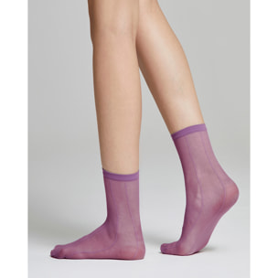 Calzino velato Peonia con righe verticali