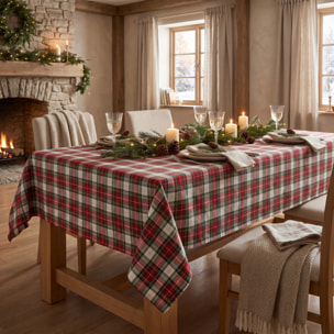 Tovaglia Tartan in Cotone Tinto Filo, Fantasia Scozzese per Tavola da Pranzo, Ideale per Natale e Feste, Disponibile in Diverse Misure, Made in Italy