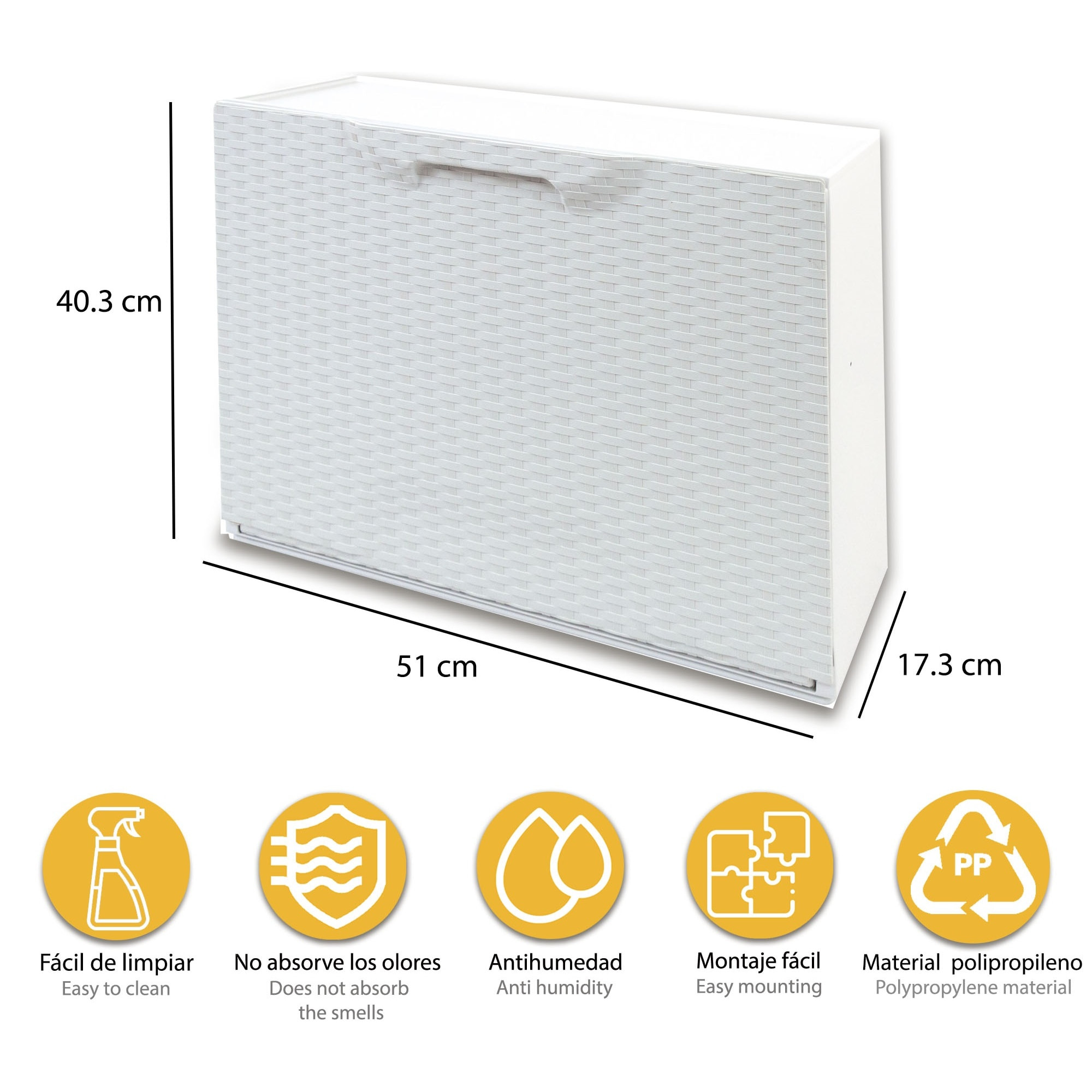 Pack de 2 zapateros en polipropileno color blanco acabado rattan