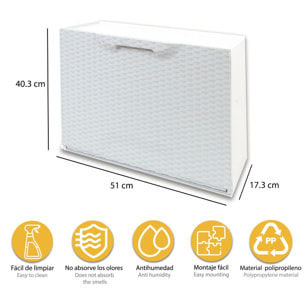 Pack de 2 zapateros en polipropileno color blanco acabado rattan