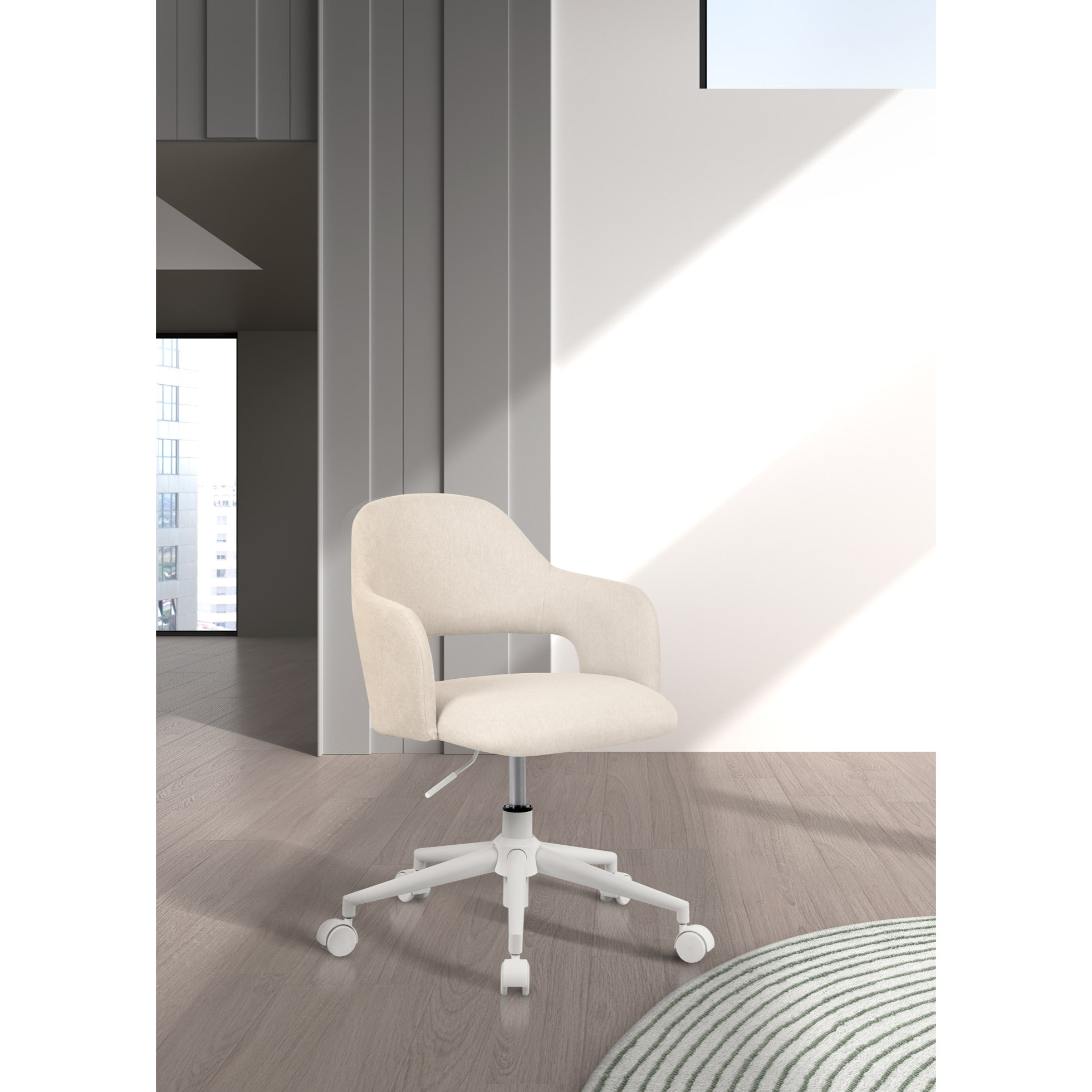 Silla de estudio Mia tela beige 81x58x58 cm