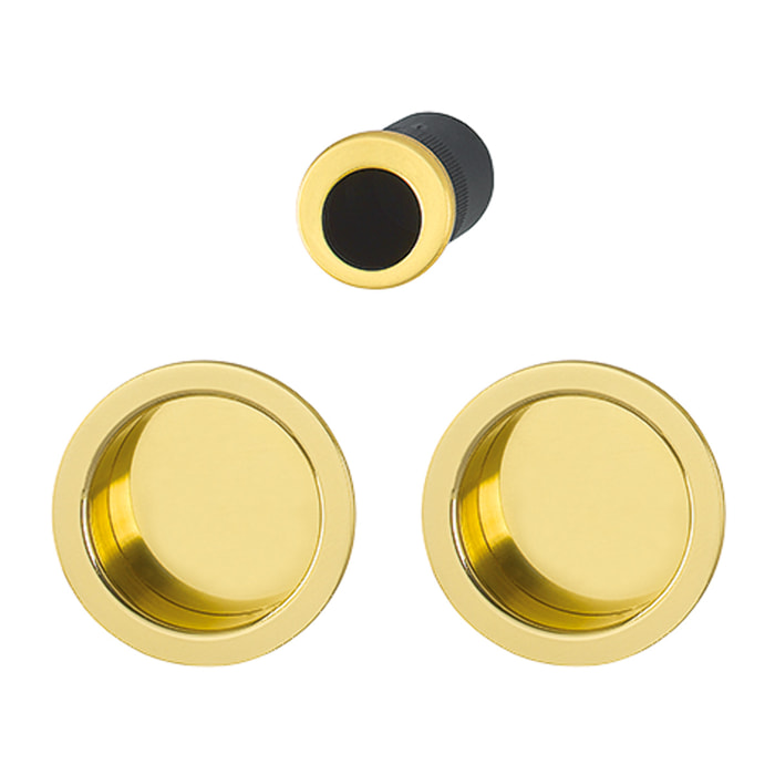 Set 5 aluminium pour porte coulissante 4920 F271 ronde aspect doré brillant, aveugle sans gâche, cuvette + doigt - HOPPE - 3947831
