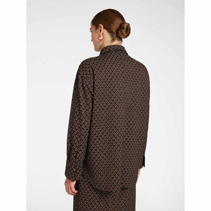 Elena Mirò - Camicia overshirt jacquard - Nero
