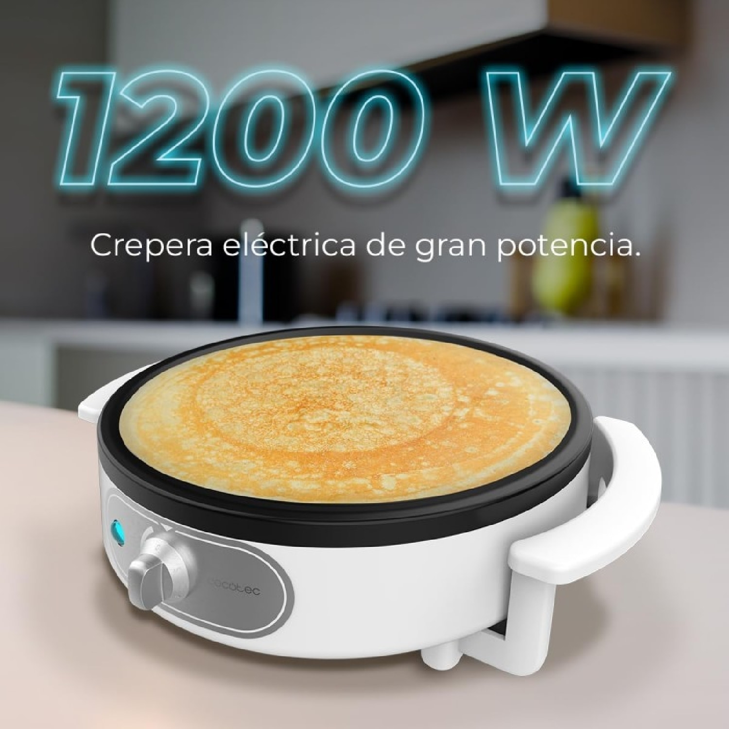 Crepera Fun Creepy, 1200W de Potencia, Revestimiento Antiadherente, Rodillo espa