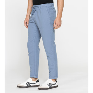 PANTALONE CHINO IN TESSUTO COTONE E LINO CON COULISSE