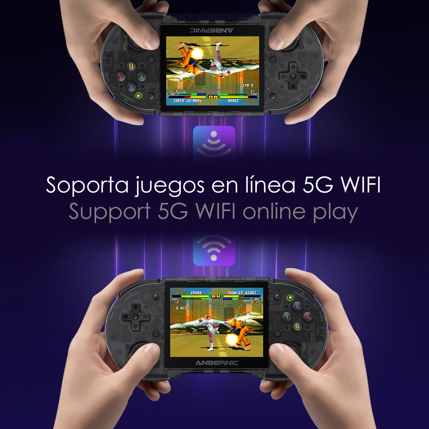 Console emulatore multipiattaforma RG353P. IPS da 3,5"; Quad Core da 1,8 GHz, 16 GB+128 GB. Android 11 + Linux. WiFi. +22.000 giochi.