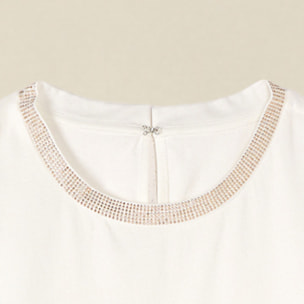 Oltre - Top de punto con cristales - Blanco