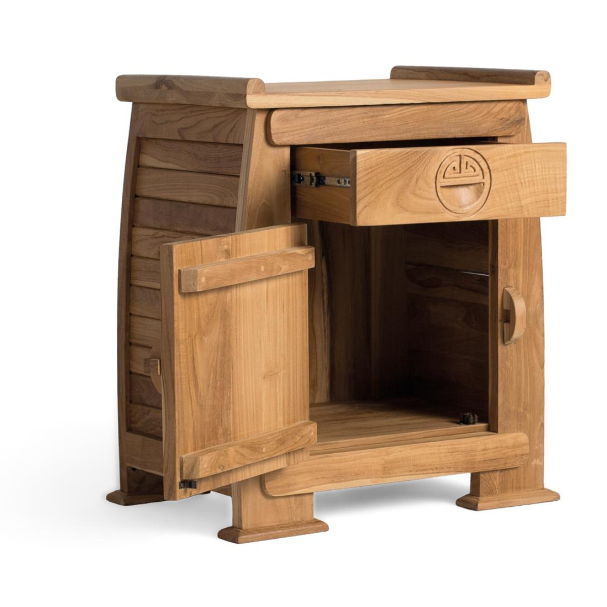 Mesitas de Noche de Madera de Teca 54 Cm Estilo Colonial Oriental