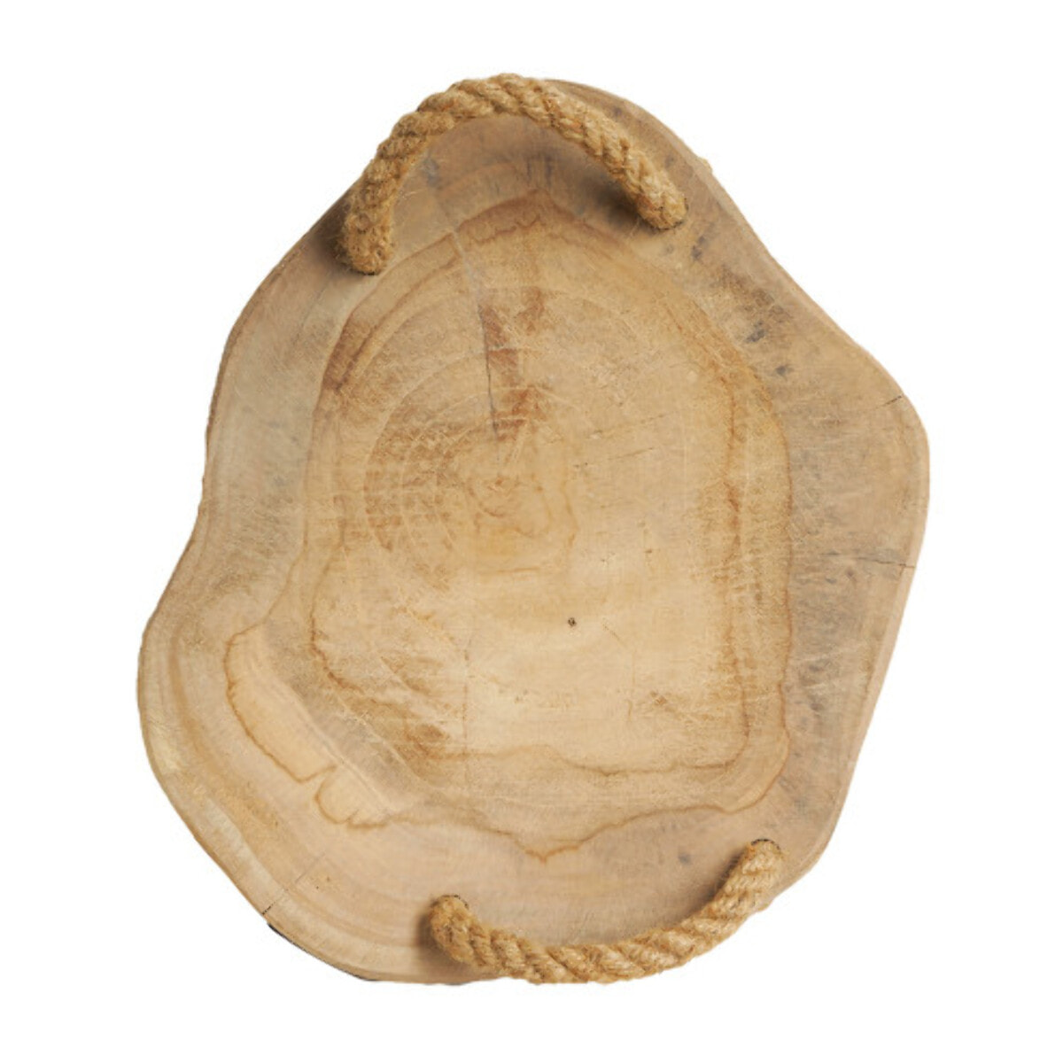 Plateau à apéro en bois de teck brut et poignées cordes – MILAN