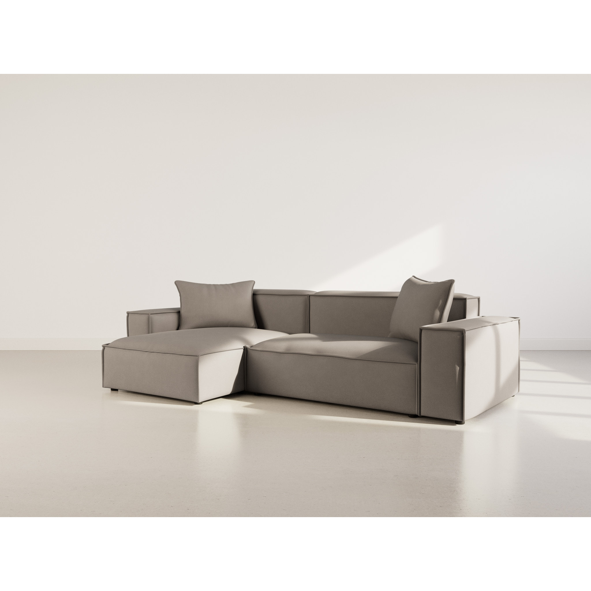 Atlas - Canapé d'angle réversible 4 places en velours texturé - Gris