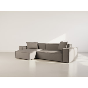 Atlas - Canapé d'angle réversible 4 places en velours texturé - Gris