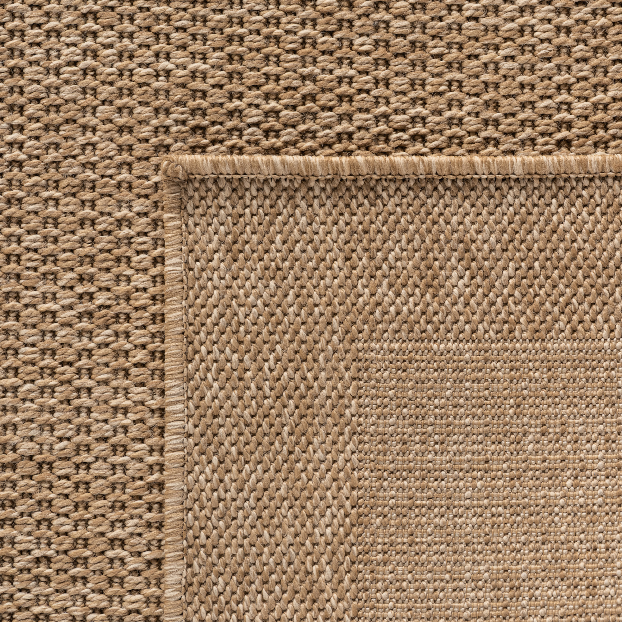 LINORA - Tapis intérieur/extérieur beige effet jute à motif cadre