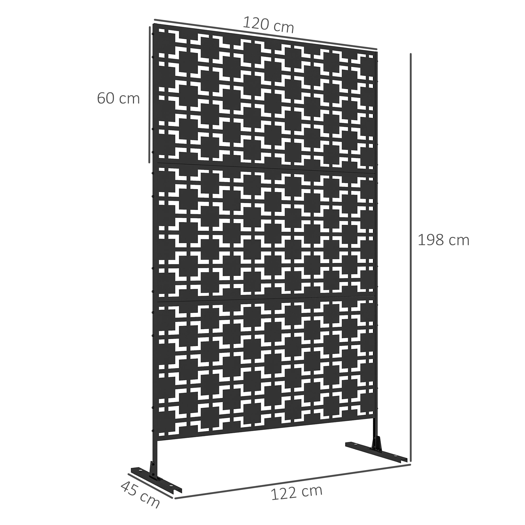 Panneau extérieur décoratif motif géométrique ajouré métal noir