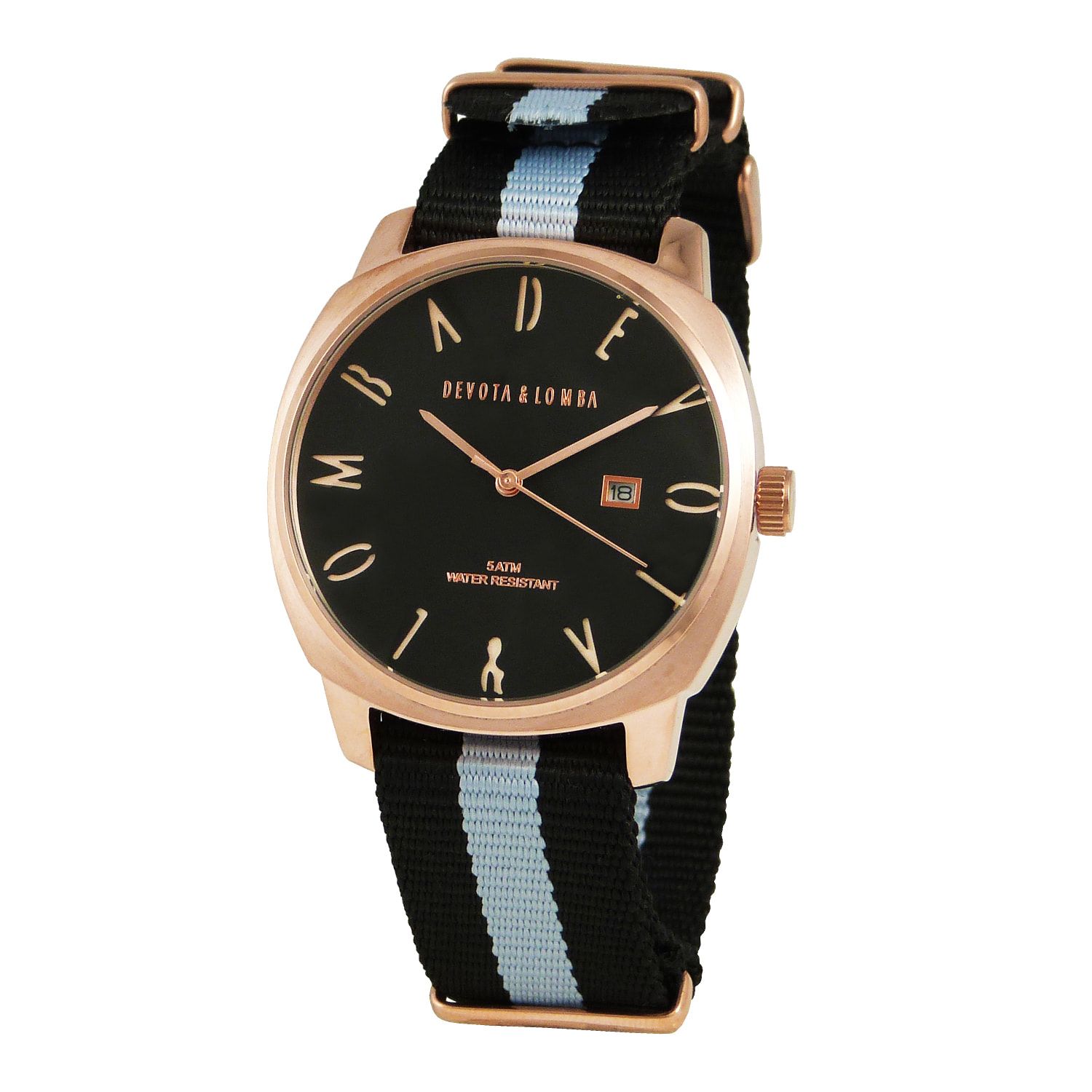 Reloj Devota & Lomba DL008MSPBK-GR-03BLACK Mujer Analogico Cuarzo con Correa de Nylon