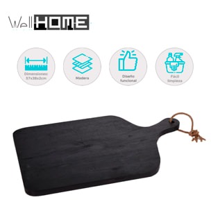 Tabla de cortar de madera de caucho con mango 57x38x2cm