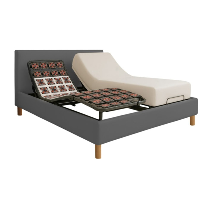 Literie orthopédique électrique à plots ergonomiques | 5 zones de confort | Contours et tête de lit inclus | Robuste et confortable| Moteur et Télécommande inclus