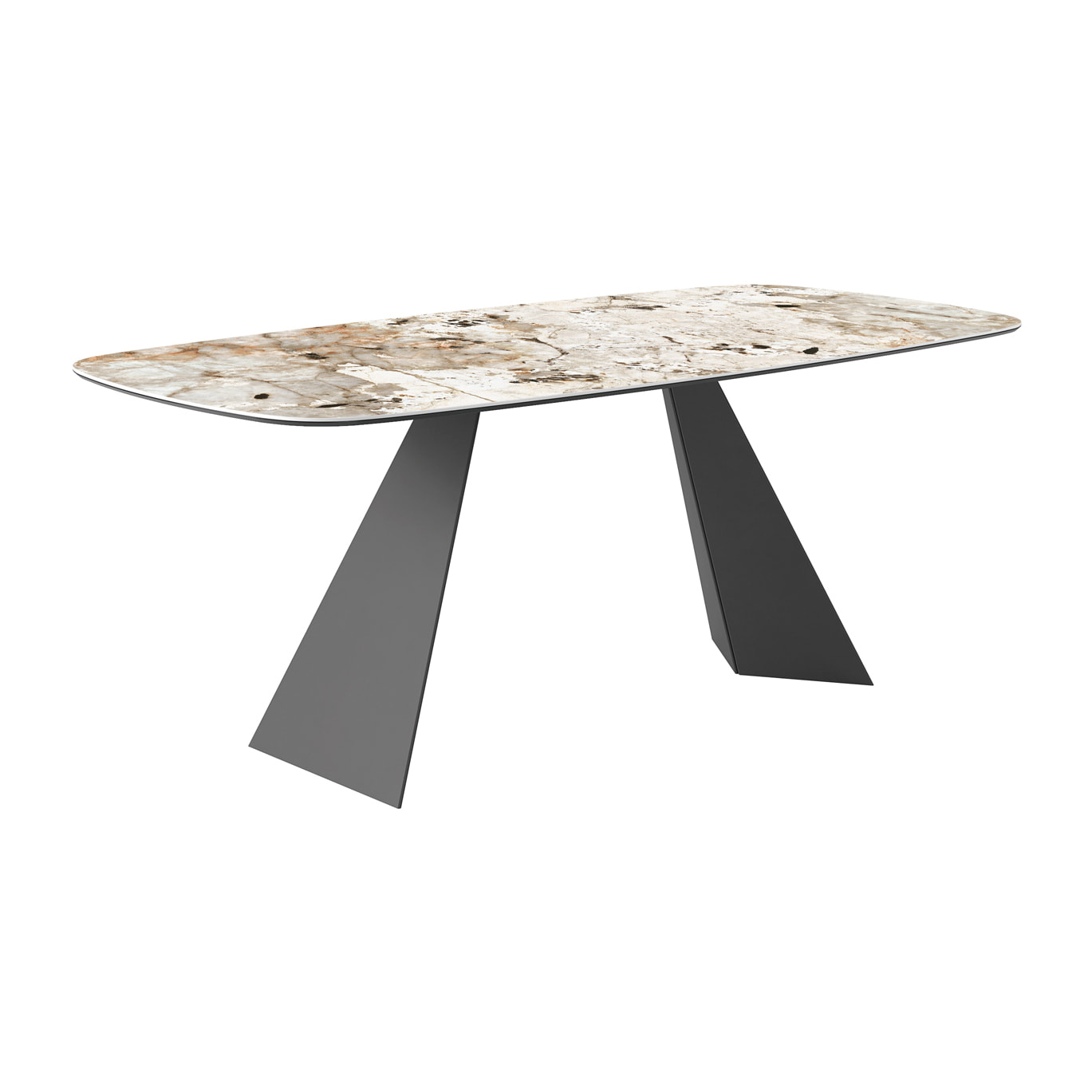 TAVOLO FISSO PRISMA - GRIGIO CARBONE, BOTTE BORDO INCLINATO, GRES PORCELLANATO TUNDRA