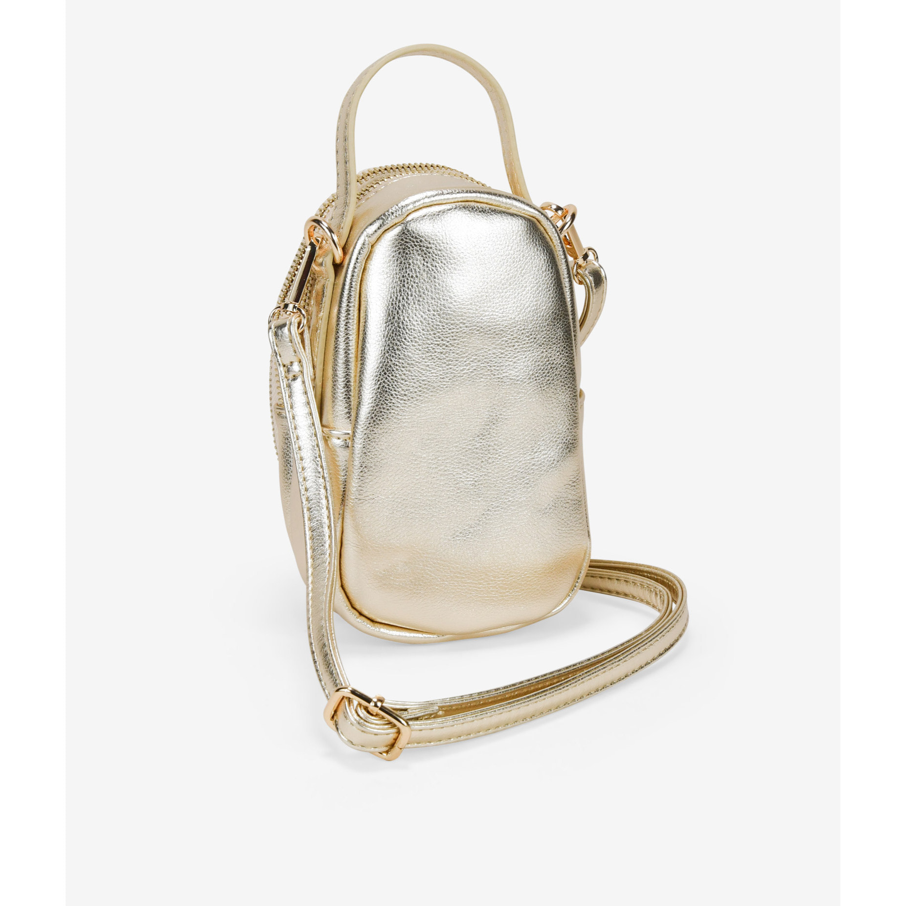 Bolso para móvil dorado con cremallera