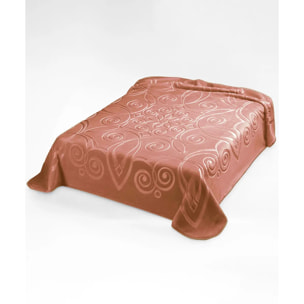 Coperta Plaid Rosa Caramello in tinta unita con morbido pile di poliestere