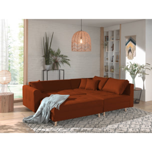 Rune - canapé d'angle - avec pouf d'appoint - 4 places - style scandinave - droit - Rouille