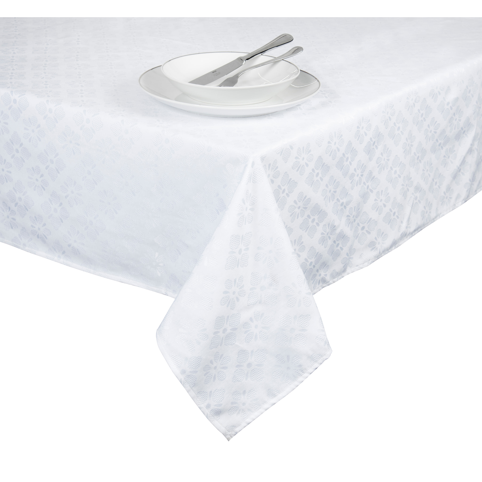 Nappe 140x180 cm Excelsa – Jacquard, Coton Blanc