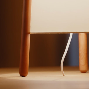 LEDS C4 Woody - Lámpara de Mesa E27 Madera Clara Natural y Textil Blanco